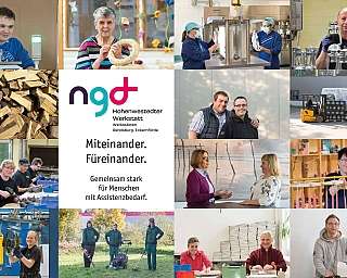 Verschiedene Menschen bei der Arbeit in der Werkstatt.