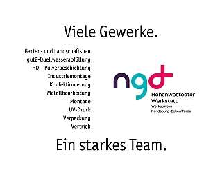 Grafik mit verschiedenen Gewerken und dem Slogan &#039;Ein starkes Team&#039;.